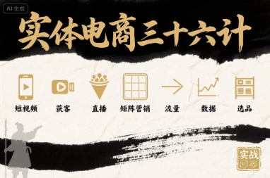 实体电商三十六计，短视频-获客-直播-矩阵营销-流量-数据-选品凯哥轻创网-轻创网-创业网-网创项目资源站-副业项目-创业项目-搞钱项目凯哥轻创网