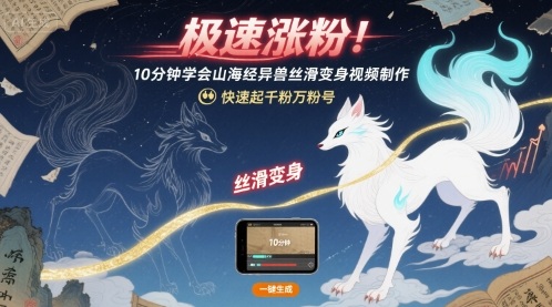极速涨粉！10分钟学会山海经异兽丝滑变身视频制作，快速起千粉万粉号凯哥轻创网-轻创网-创业网-网创项目资源站-副业项目-创业项目-搞钱项目凯哥轻创网