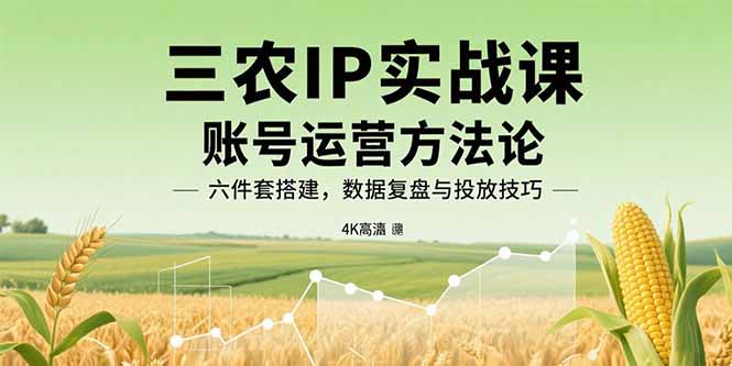 （15864期）三农IP实战课：账号运营方法论，六件套搭建，数据复盘与投放技巧凯哥轻创网-轻创网-创业网-网创项目资源站-副业项目-创业项目-搞钱项目凯哥轻创网