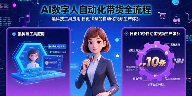 （15699期）AI数字人自动化带货全流程：黑科技工具应用 日更10条的自动化视频生产体系凯哥轻创网-网创项目资源站-副业项目-创业项目-搞钱项目凯哥轻创网