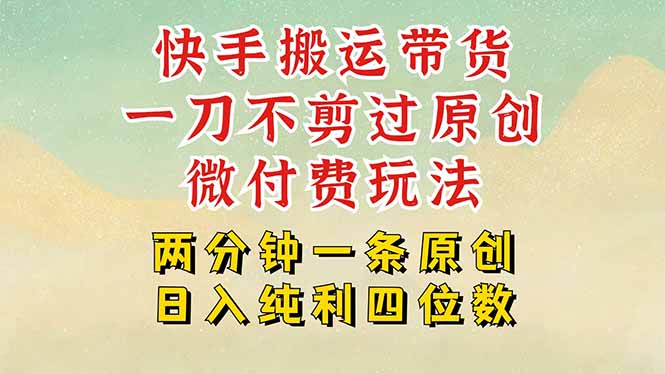 （15577期）快手黑科技搬运带货，一刀不剪过原创，微付费投流玩法，轻松日入四位数…凯哥轻创网-网创项目资源站-副业项目-创业项目-搞钱项目凯哥轻创网