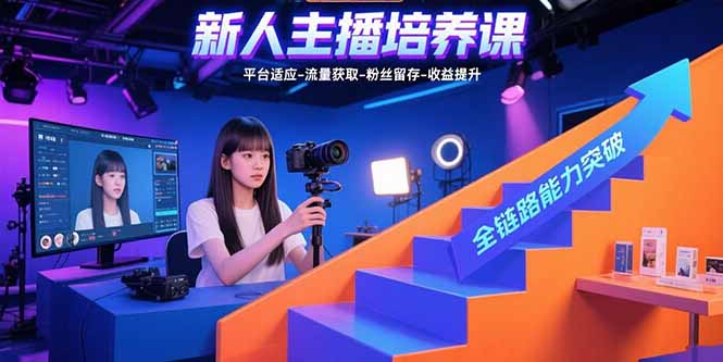 （15701期）新人主播培养课：平台适应-流量获取-粉丝留存-收益提升 全链路能力突破凯哥轻创网-网创项目资源站-副业项目-创业项目-搞钱项目凯哥轻创网