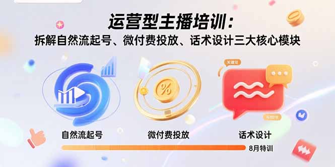 （15654期）运营型主播培训：拆解自然流起号、微付费投放、话术设计三大核心模块-8月凯哥轻创网-网创项目资源站-副业项目-创业项目-搞钱项目凯哥轻创网