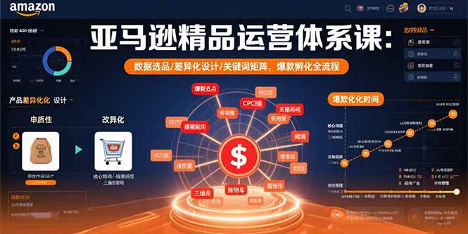 （15750期）亚马逊精品运营体系课：数据选品/差异化设计/关键词矩阵，爆款孵化全流程凯哥轻创网-轻创网-创业网-网创项目资源站-副业项目-创业项目-搞钱项目凯哥轻创网