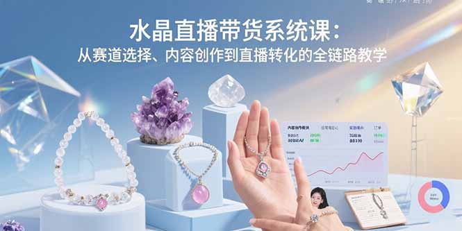 （15721期）水晶直播带货系统课：从赛道选择、内容创作到直播转化的全链路教学凯哥轻创网-轻创网-创业网-网创项目资源站-副业项目-创业项目-搞钱项目凯哥轻创网