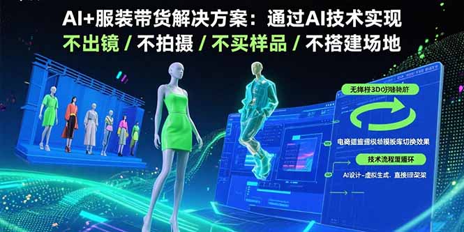 （15728期）AI+服装带货解决方案：通过AI技术实现 不出镜/不拍摄/不买样品/不搭建场地凯哥轻创网-轻创网-创业网-网创项目资源站-副业项目-创业项目-搞钱项目凯哥轻创网
