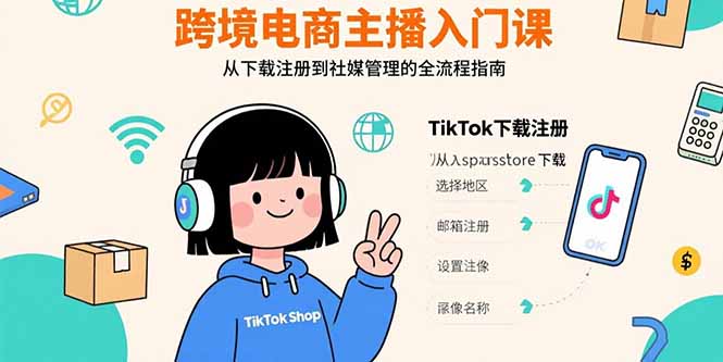 （15708期）跨境电商主播入门课，TikTok下载注册，支付工具配置，社媒账号管理全流程凯哥轻创网-网创项目资源站-副业项目-创业项目-搞钱项目凯哥轻创网