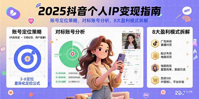 （15711期）2025抖音个人IP变现指南，账号定位策略，对标账号分析，8大盈利模式拆解凯哥轻创网-网创项目资源站-副业项目-创业项目-搞钱项目凯哥轻创网