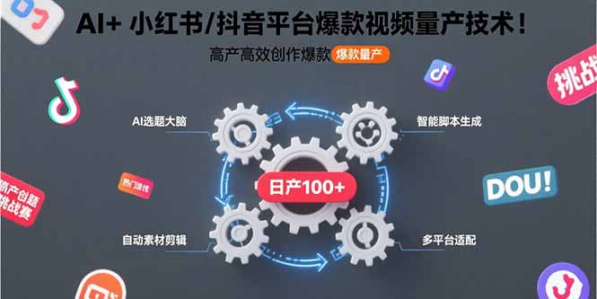 （15624期）AI+小红书/抖音平台爆款视频量产技术：高产高效创作爆款视频！凯哥轻创网-网创项目资源站-副业项目-创业项目-搞钱项目凯哥轻创网