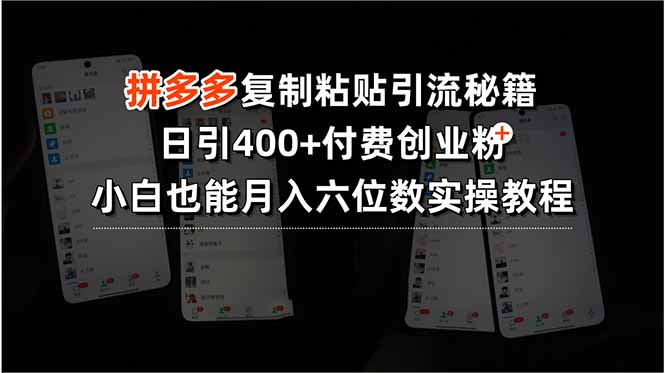 （15613期）拼多多复制粘贴引流秘籍，日引400+付费创业粉，小白也能月入六位数实操…凯哥轻创网-网创项目资源站-副业项目-创业项目-搞钱项目凯哥轻创网