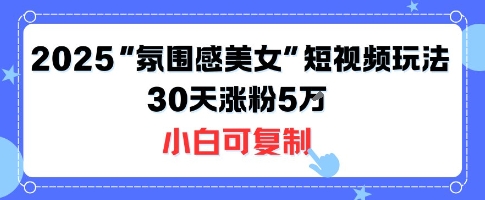 不露脸也能火！2025“氛围感美女”短视频玩法，30天涨粉5W小白可复制凯哥轻创网-轻创网-创业网-网创项目资源站-副业项目-创业项目-搞钱项目凯哥轻创网