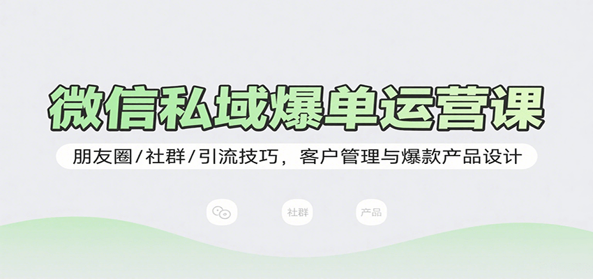 微信私域爆单运营课：朋友圈/社群/引流技巧，客户管理与爆款产品设计凯哥轻创网-轻创网-创业网-网创项目资源站-副业项目-创业项目-搞钱项目凯哥轻创网