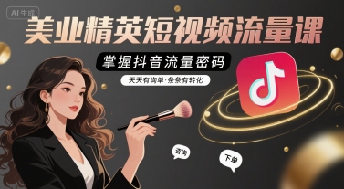 美业精英短视频流量课，掌握抖音流量密码，天天有询单，条条有转化凯哥轻创网-网创项目资源站-副业项目-创业项目-搞钱项目凯哥轻创网