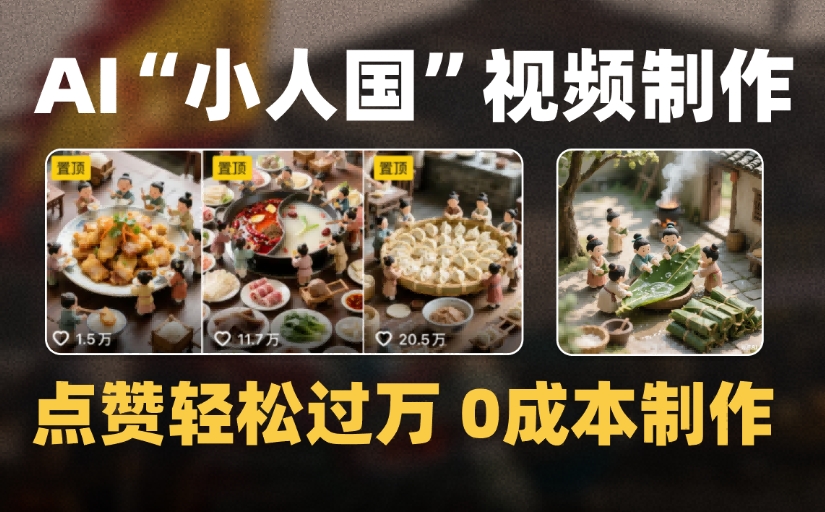 爆款1000W+微缩景观迷你小人国AI视频，0成本制作全流程教学凯哥轻创网-网创项目资源站-副业项目-创业项目-搞钱项目凯哥轻创网
