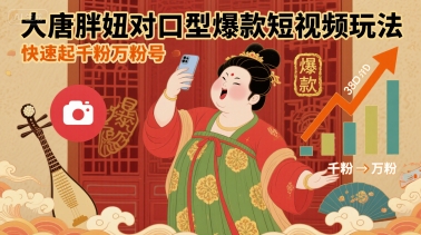 大唐胖妞对口型爆款短视频玩法，快速起千粉万粉号凯哥轻创网-轻创网-创业网-网创项目资源站-副业项目-创业项目-搞钱项目凯哥轻创网
