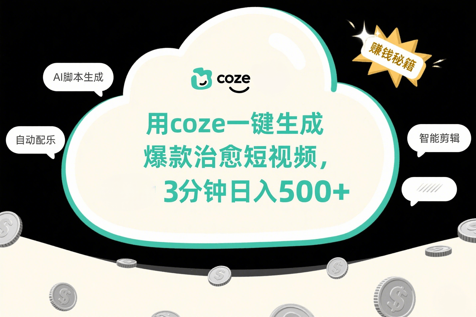 用coze一键生成爆款治愈短视频，3分钟日入500+凯哥轻创网-网创项目资源站-副业项目-创业项目-搞钱项目凯哥轻创网