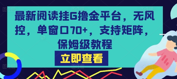 最新阅读挂G撸金平台，无风控，单窗口70+，支持矩阵，保姆级教程【揭秘】凯哥轻创网-网创项目资源站-副业项目-创业项目-搞钱项目凯哥轻创网