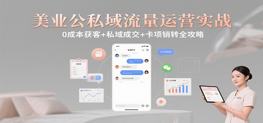 美业公私域流量运营实战：0成本获客+私域成交+卡项销转全攻略凯哥轻创网-网创项目资源站-副业项目-创业项目-搞钱项目凯哥轻创网