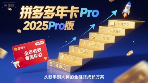 拼多多年卡2025Pro版，五大板块从认知到基础、从推广到活动、从活动到玩法凯哥轻创网-轻创网-创业网-网创项目资源站-副业项目-创业项目-搞钱项目凯哥轻创网