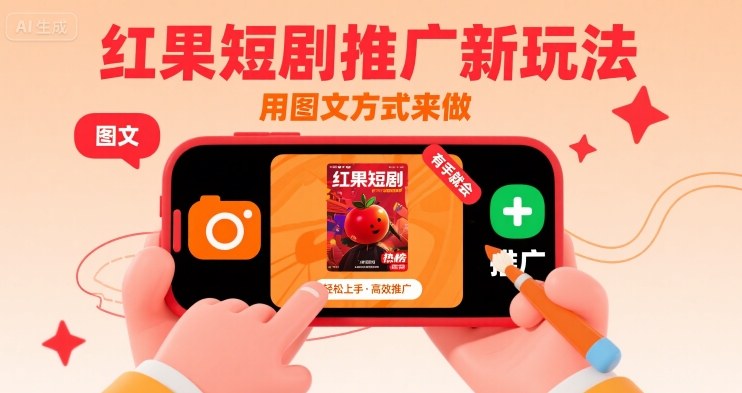 红果短剧推广新玩法，用图文方式来做，有手就会凯哥轻创网-网创项目资源站-副业项目-创业项目-搞钱项目凯哥轻创网