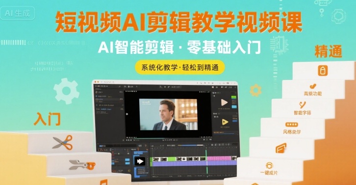 短视频AI剪辑教学视频课，入门到精通凯哥轻创网-网创项目资源站-副业项目-创业项目-搞钱项目凯哥轻创网