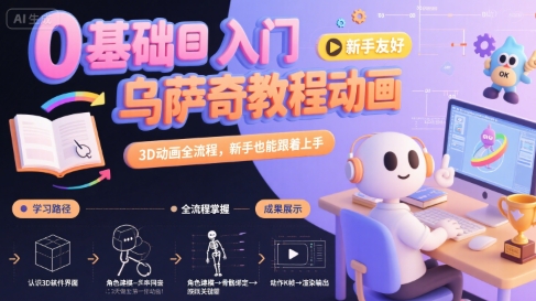 0基础入门乌萨奇教程动画，3D动画全流程，新手也能跟着上手凯哥轻创网-网创项目资源站-副业项目-创业项目-搞钱项目凯哥轻创网