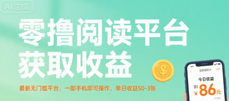 零撸阅读平台获取收益，最新无门槛平台，一部手机即可操作，单日收益50-3张【揭秘】凯哥轻创网-网创项目资源站-副业项目-创业项目-搞钱项目凯哥轻创网