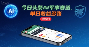 今日头条AI军事赛道，单日收益多张 ，手机可做【附指令】凯哥轻创网-轻创网-创业网-网创项目资源站-副业项目-创业项目-搞钱项目凯哥轻创网