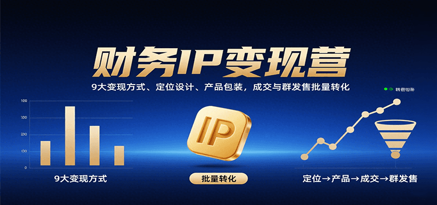 财务IP变现营：9大变现方式、定位设计、产品包装，成交与群发售批量转化凯哥轻创网-轻创网-创业网-网创项目资源站-副业项目-创业项目-搞钱项目凯哥轻创网