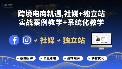 跨境电商新机遇，社媒+独立站，实战案例教学+系统化教学凯哥轻创网-轻创网-创业网-网创项目资源站-副业项目-创业项目-搞钱项目凯哥轻创网