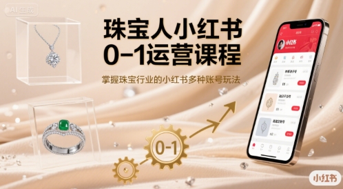 珠宝人小红书0-1运营课程，掌握珠宝行业的小红书多种账号玩法凯哥轻创网-轻创网-创业网-网创项目资源站-副业项目-创业项目-搞钱项目凯哥轻创网