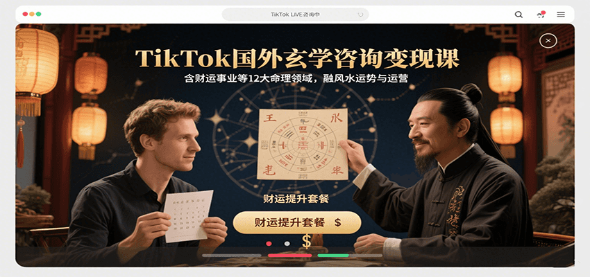 TikTok国外玄学咨询变现课，含财运事业等12大命理领域，融风水运势与运营凯哥轻创网-轻创网-创业网-网创项目资源站-副业项目-创业项目-搞钱项目凯哥轻创网