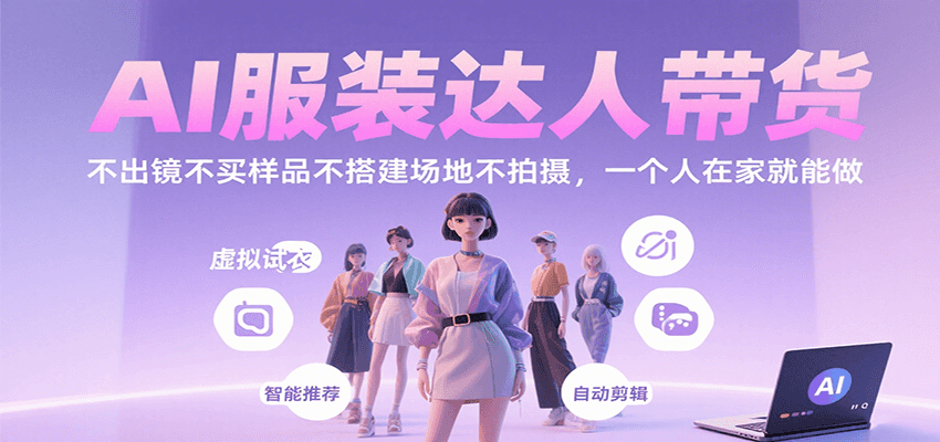 AI服装达人带货，不出镜不买样品不搭建场地不拍摄，一个人在家就能做凯哥轻创网-轻创网-创业网-网创项目资源站-副业项目-创业项目-搞钱项目凯哥轻创网
