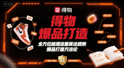 得物爆品打造，全方位梳理得物流量算法规则爆品打造规则凯哥轻创网-轻创网-创业网-网创项目资源站-副业项目-创业项目-搞钱项目凯哥轻创网