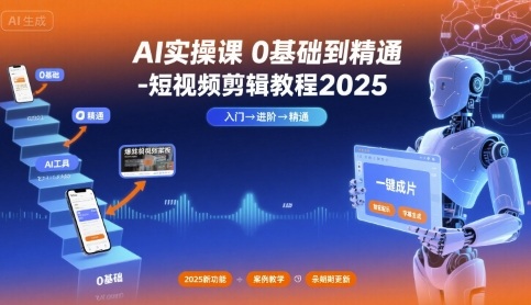 AI实操课0基础到精通-短视频剪辑教程2025凯哥轻创网-轻创网-创业网-网创项目资源站-副业项目-创业项目-搞钱项目凯哥轻创网