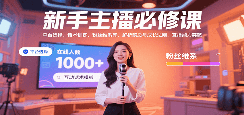 新手主播必修课：平台选择、话术训练、粉丝维系等，解析禁忌与成长法则，突破直播能力凯哥轻创网-网创项目资源站-副业项目-创业项目-搞钱项目凯哥轻创网