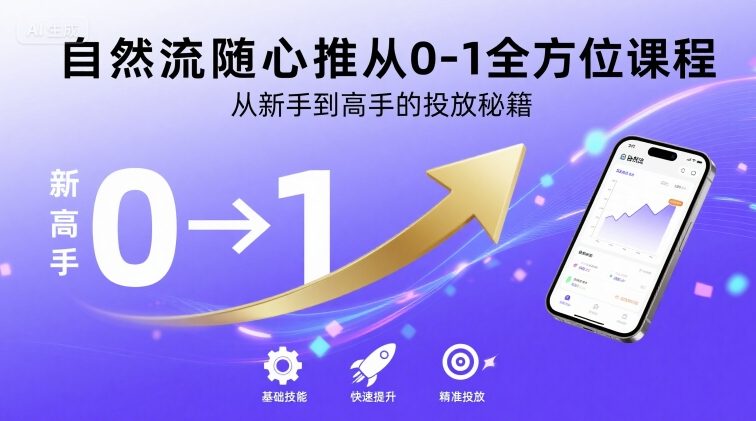自然流随心推从0-1全方位课程，从新手到高手的投放秘籍凯哥轻创网-轻创网-创业网-网创项目资源站-副业项目-创业项目-搞钱项目凯哥轻创网