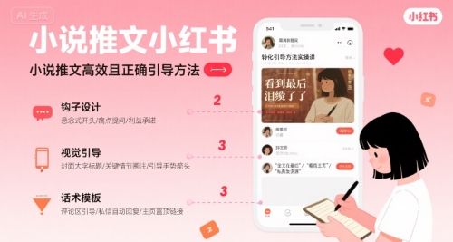 小说推文小红书高转化引导方法实操课，小说推文高效且正确引导方法凯哥轻创网-网创项目资源站-副业项目-创业项目-搞钱项目凯哥轻创网