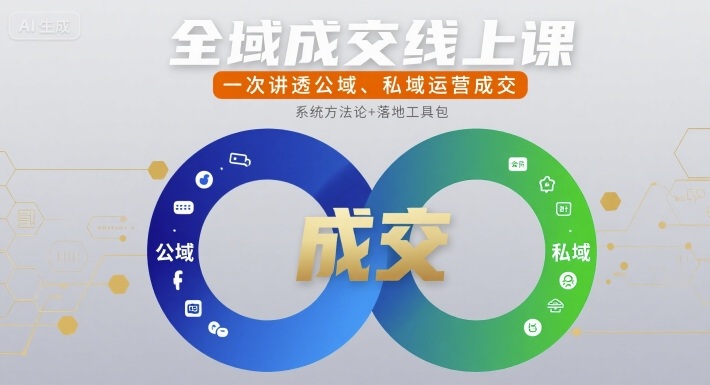 全域成交线上课，一次讲透公域、私域运营成交凯哥轻创网-网创项目资源站-副业项目-创业项目-搞钱项目凯哥轻创网