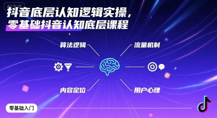 抖音底层认知逻辑实操，零基础抖音认知底层课程凯哥轻创网-轻创网-创业网-网创项目资源站-副业项目-创业项目-搞钱项目凯哥轻创网