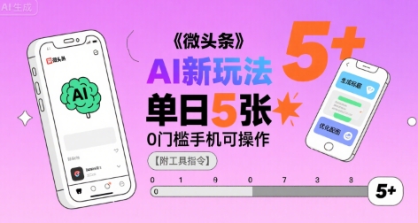 微头条AI新玩法，小白单日5张+，0门槛手机可操作【附工具指令】凯哥轻创网-网创项目资源站-副业项目-创业项目-搞钱项目凯哥轻创网