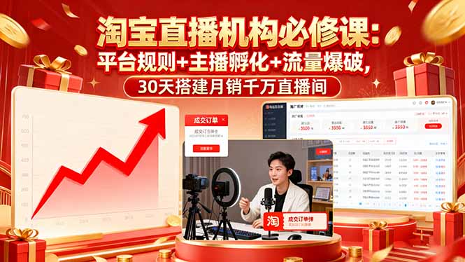 （16087期）淘宝直播机构必修课：平台规则/主播孵化/流量爆破,30天搭建月销千万直播间凯哥轻创网-轻创网-创业网-网创项目资源站-副业项目-创业项目-搞钱项目凯哥轻创网