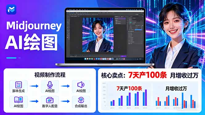 （16049期）AI绘图照片开口说话视频制作：Midjourney+数字人，7天产100条月增收过万凯哥轻创网-轻创网-创业网-网创项目资源站-副业项目-创业项目-搞钱项目凯哥轻创网