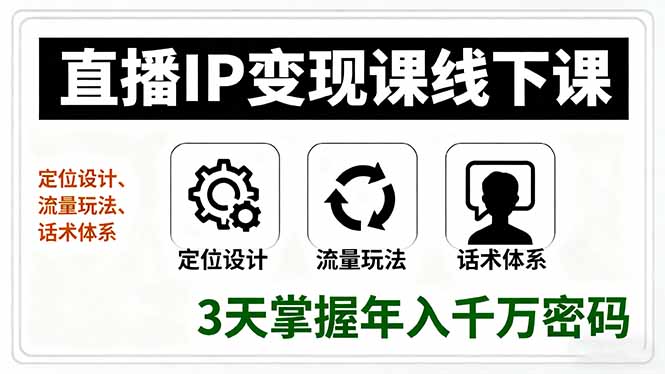 （16065期）直播IP变现课线下课，定位设计、流量玩法、话术体系，3天掌握年入千万密码凯哥轻创网-轻创网-创业网-网创项目资源站-副业项目-创业项目-搞钱项目凯哥轻创网