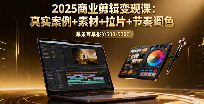 （16130期）2025商业剪辑变现课：真实案例+素材+拉片+节奏调色，单条商单报价500-5000凯哥轻创网-轻创网-创业网-网创项目资源站-副业项目-创业项目-搞钱项目凯哥轻创网