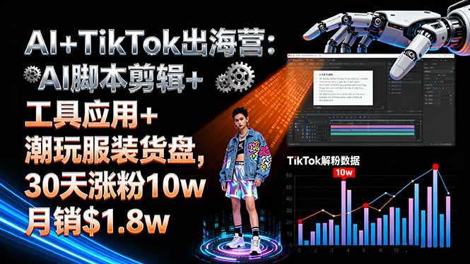（16108期）AI+TikTok出海营:AI脚本剪辑+工具应用+潮玩服装货盘,30天涨粉10w月销$1.8w凯哥轻创网-轻创网-创业网-网创项目资源站-副业项目-创业项目-搞钱项目凯哥轻创网