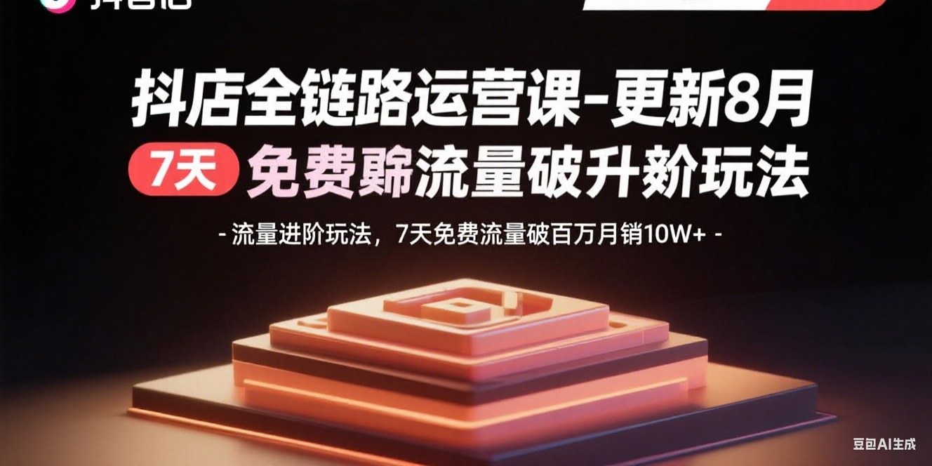 （15918期）抖店全链路运营课-更新8月：流量进阶玩法，7天免费流量破百万月销10W+凯哥轻创网-轻创网-创业网-网创项目资源站-副业项目-创业项目-搞钱项目凯哥轻创网
