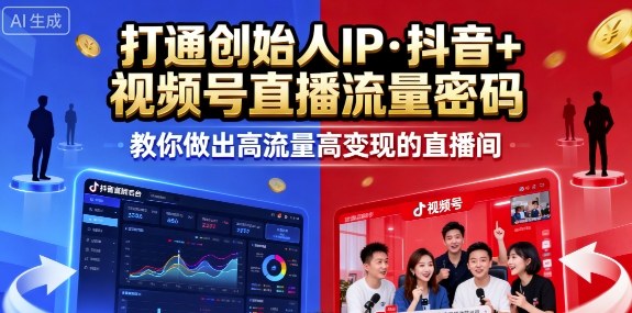 25年直播9-10两期线下课，打通创始人IP，抖音+视频号直播流量密码，教你做出高流量高变现的直播间凯哥轻创网-轻创网-创业网-网创项目资源站-副业项目-创业项目-搞钱项目凯哥轻创网