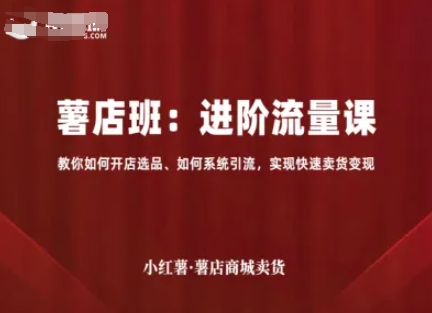 小红薯薯店商城卖货，进阶流量课，教你如何开店选品、如何系统引流，实现快速卖货变现凯哥轻创网-轻创网-创业网-网创项目资源站-副业项目-创业项目-搞钱项目凯哥轻创网