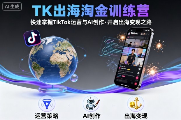 TK出海淘金训练营，助你快速掌握TikTok运营与AI创作，开启出海变现之路凯哥轻创网-轻创网-创业网-网创项目资源站-副业项目-创业项目-搞钱项目凯哥轻创网